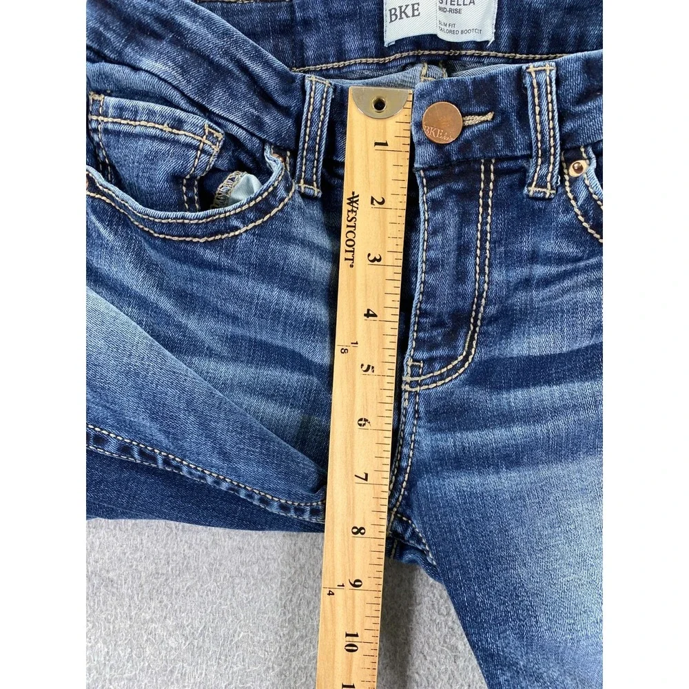 BKE Stella Mid Rise Jeans Slim Fit Bootcut Size 26 (Fits 24x30) Dark Wash Denim